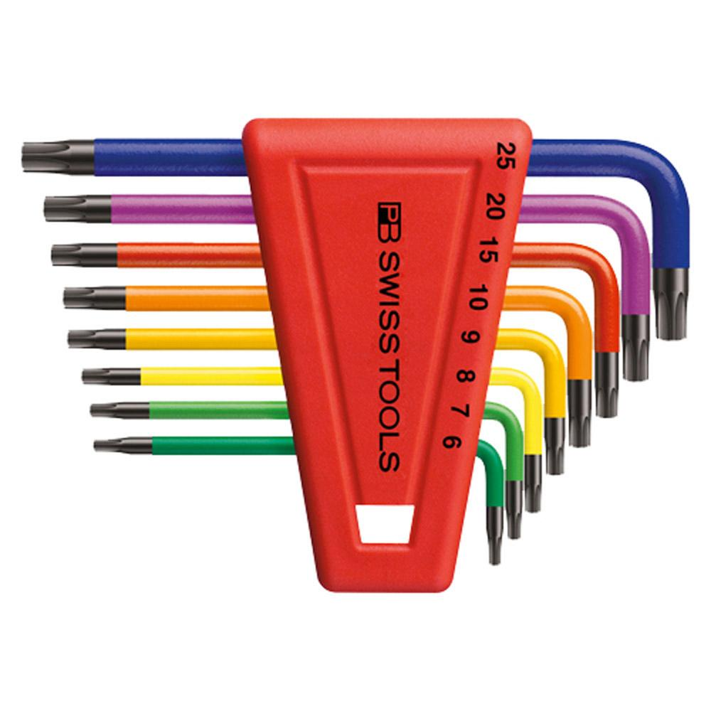 [PB Swiss Tools] — Torx Ball End L-Key Set Rainbow 410.H 6-25 RB CN