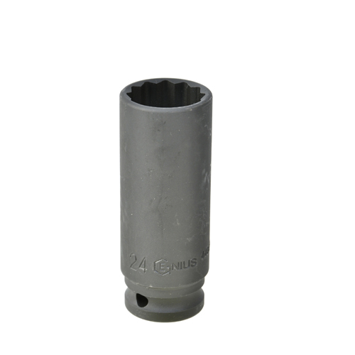 Genius — Thin Wall Long Impact Socket 1/2" Drive 6-Point Metric (24–41mm)