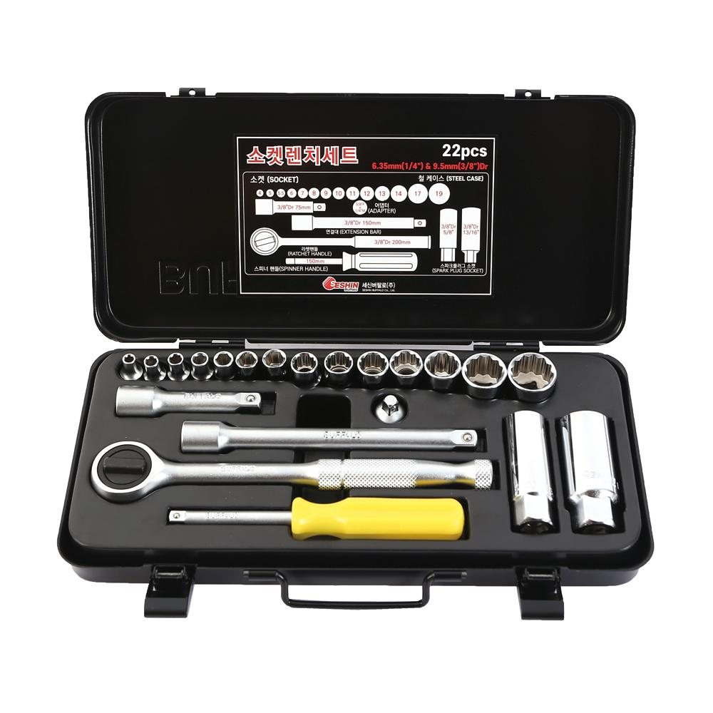 Seshin Buffalo — Socket Wrench Set 1/4x3/8DR mm+inch