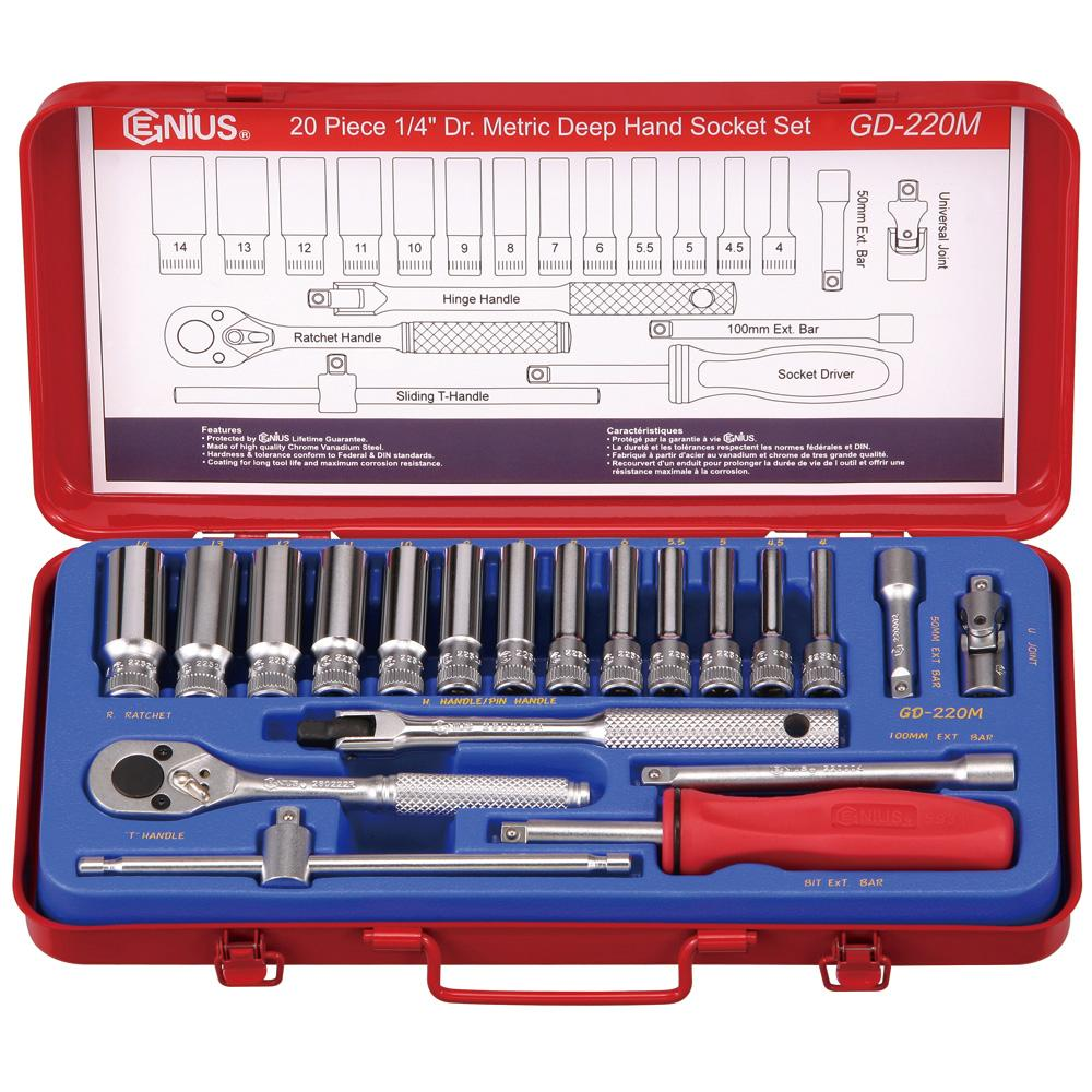 Genius — Deep Hand Socket Set GD-220M