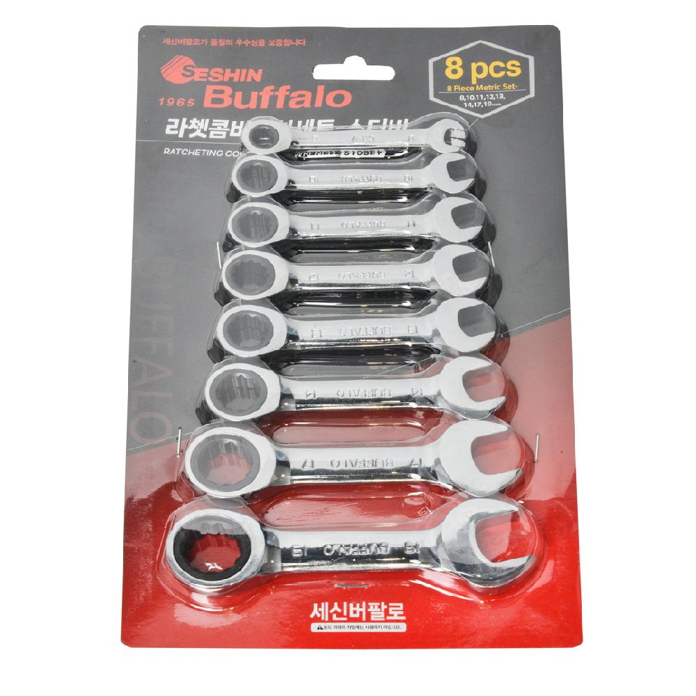Seshin Buffalo — Ratcheting Combination Wrench Stubby Set