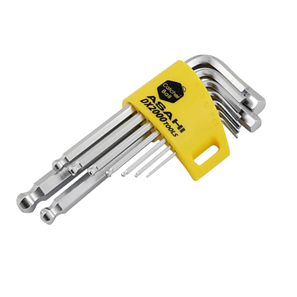 [ASAHI] — Catcher Ball End Hex L-Key Set 9pcs AZKS/AQK5