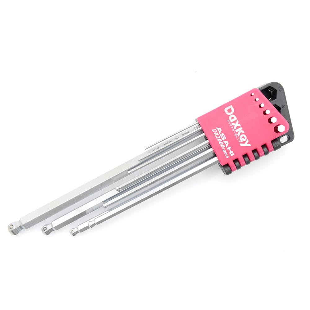 [ASAHI] — Ball End Hex L-Key Set Daxkey Long 9pcs DVS0910