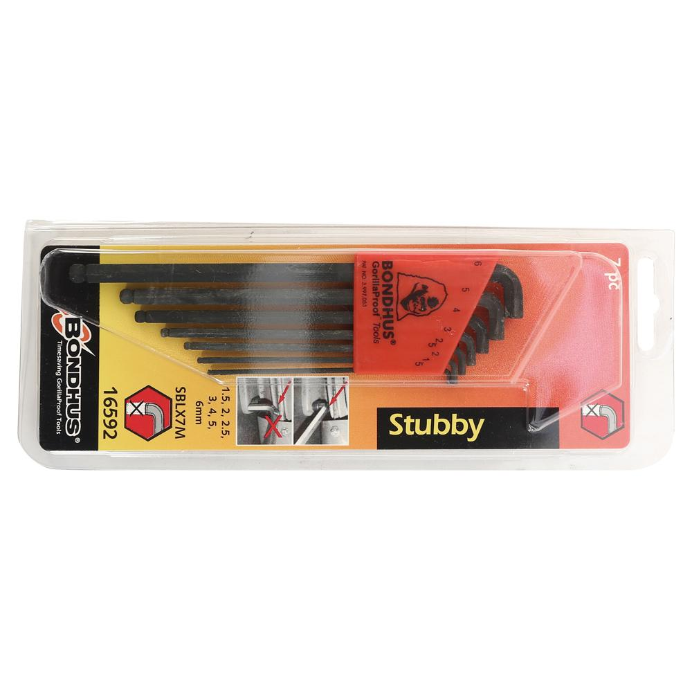 BONDHUS — Excellent Ball End Hex L-Key Set Stubby