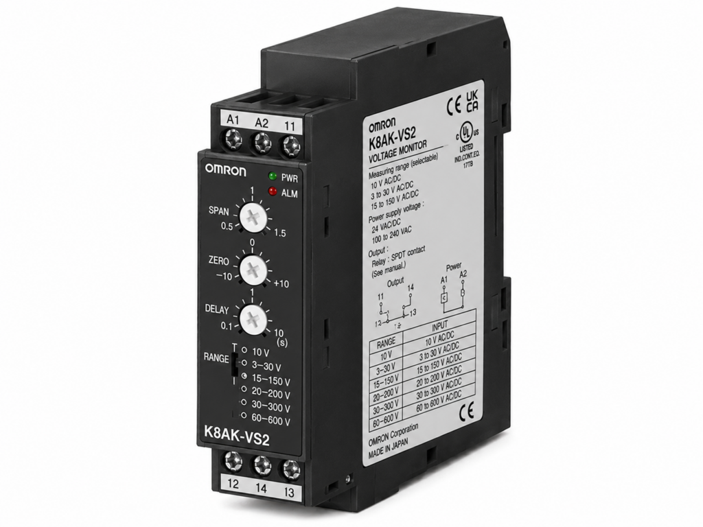[OMRON] — K8AK-VS Single-phase Voltage Relay (Overvoltage/Undervoltage, 1V~600V AC/DC)
