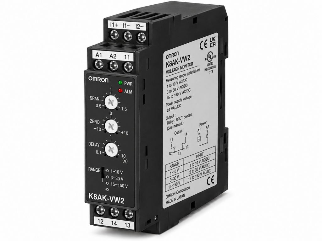 [OMRON] — K8AK-VW Single-phase Overvoltage/Undervoltage Relay (Simultaneous, 1V~600V AC/DC)