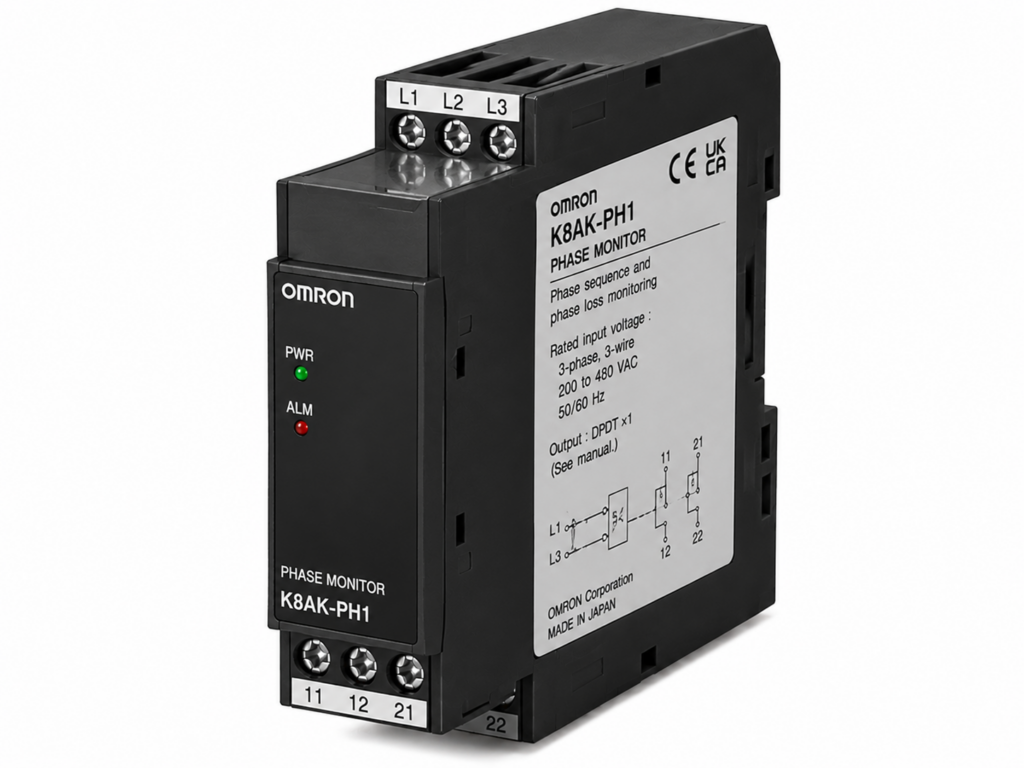 [OMRON] — K8AK-PH Three-phase Phase-sequence Phase-loss Relay (200~480VAC, DPDT)