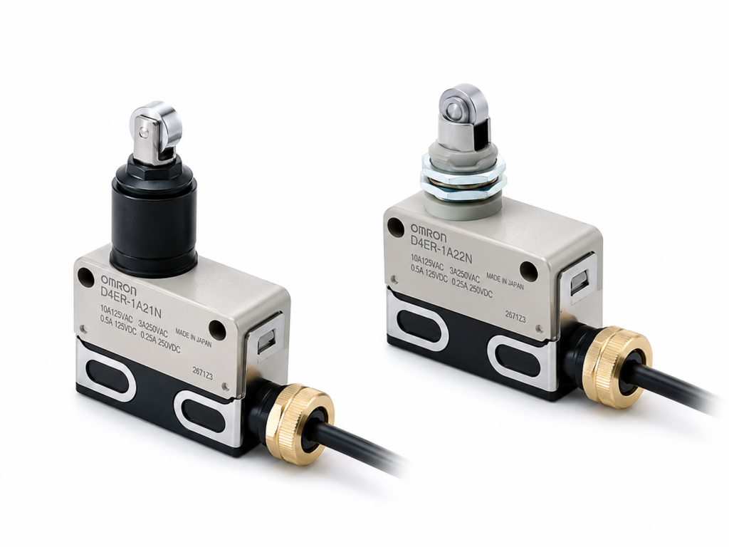 [OMRON] — D4ER-[]N Oil-resistant Limit Switch (Cable, Std/Micro, 7 Actuators, Right/Left)