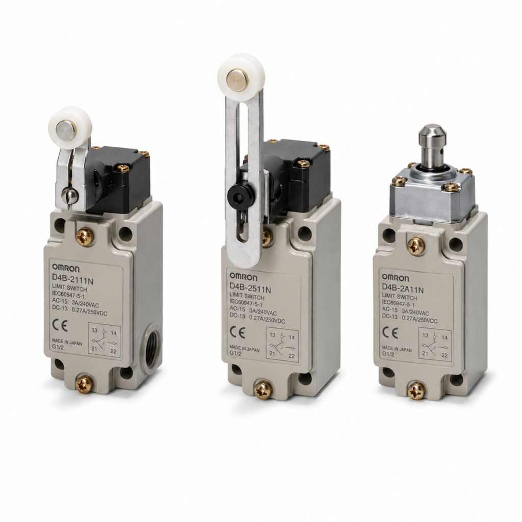 [OMRON] — D4B-[]N Safety Limit Switch (Direct Opening, Roller/Plunger, G1/2+M20, Snap+Slow)