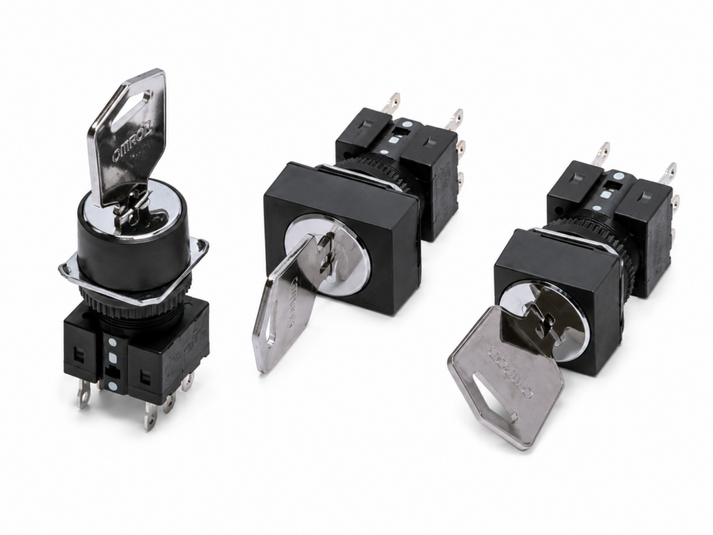 [OMRON] — A165K Key-type Selector Switch Set (J/A/T, Solder+Screwless, 2/3-notch, Manual/Auto)