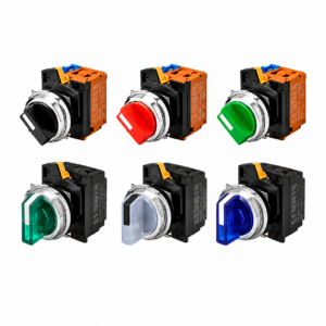 [OMRON] — A30NW Lighted Selector Switch Set (30mm, 2/3-position, Brushed metal, LED, Screw+Push-In)