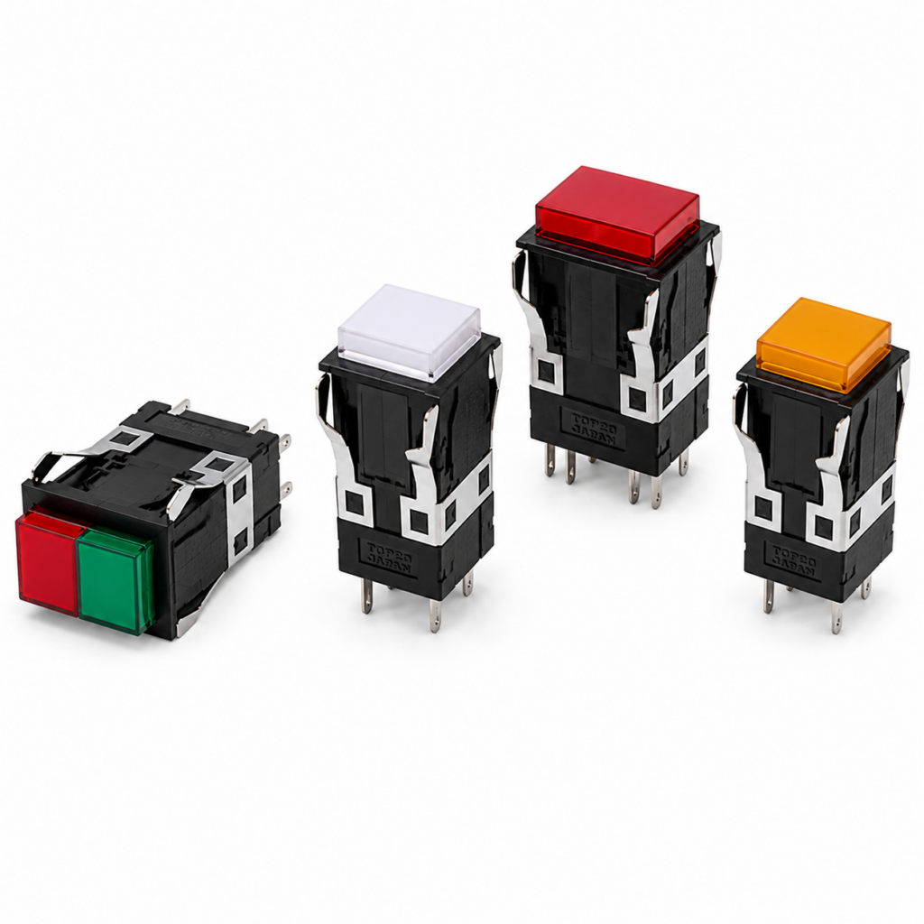 [OMRON] — A3SA Lighted Pushbutton Switch Set (Square 40mm, Microload, SPDT/DPDT, 5/12/24V)