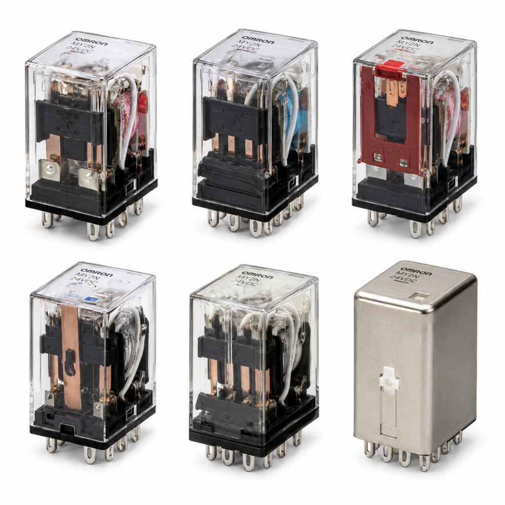 [OMRON] — MY Miniature Power Relay Sockets (Front/Back, 8/11/14-pin, Screw+Push-In+PCB+Wrap)