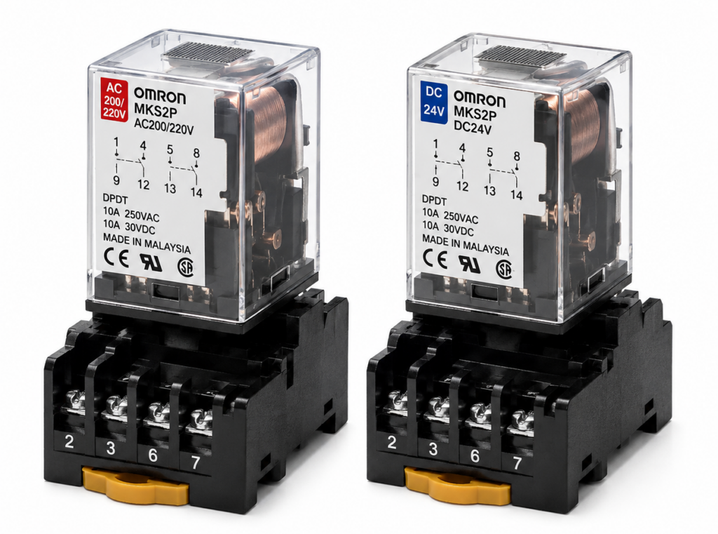 [OMRON] — MK-S General-purpose Relay (LED Indicator, DPDT/3PDT, Plug-in, AC/DC)