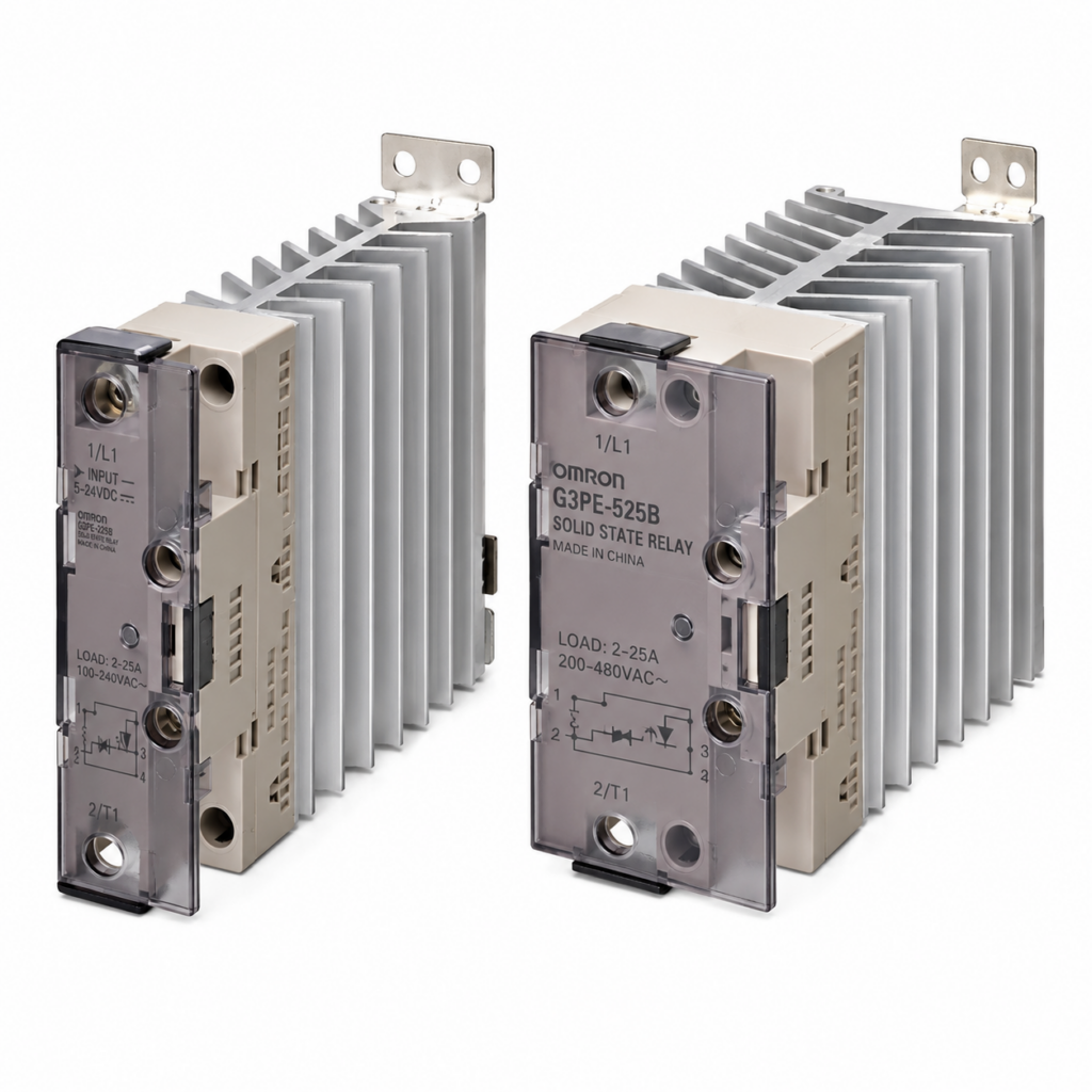 [OMRON] — G3PE Single-phase SSR for Heaters (15-45A, 240/480VAC, w/ Heat Sink, 12-24VDC)