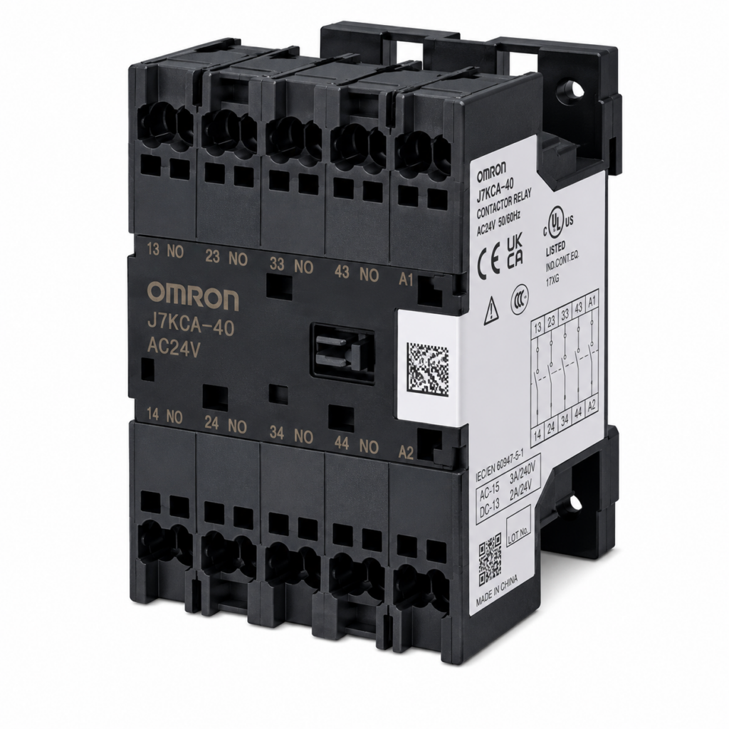 [OMRON] — J7KCA Auxiliary Relay (Contactor Relay, 4PST, AC 24-500V + DC 12-220V, J7KC Profile)