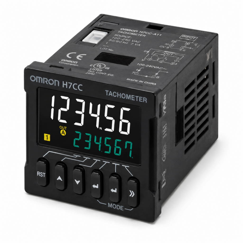 [OMRON] — H7CC-R Digital Tachometer (48x48mm, 11-pin Socket, 1/2 Input+Output, Contact Output)