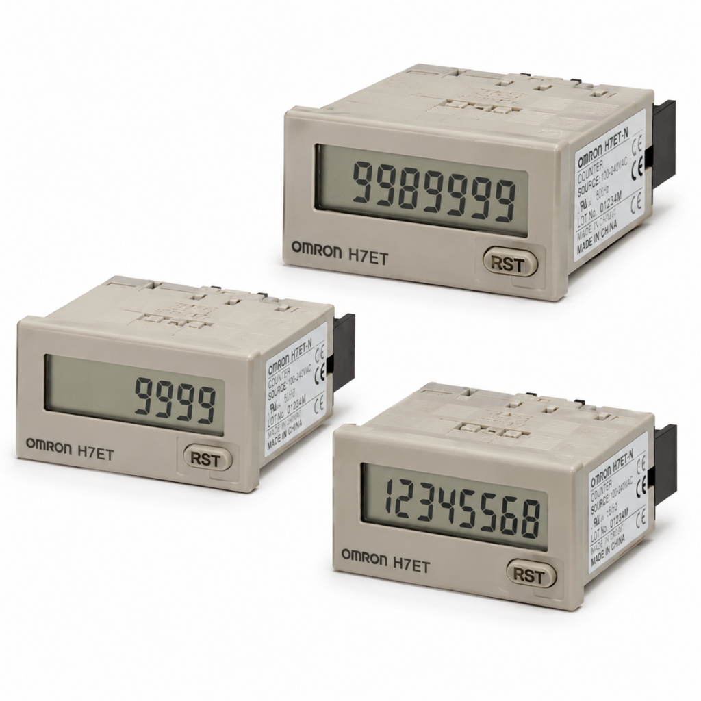 [OMRON] — H7E[]-N Self-powered Totalizer (Total Counter / Time Counter / Tachometer, LCD, Panel Mount)
