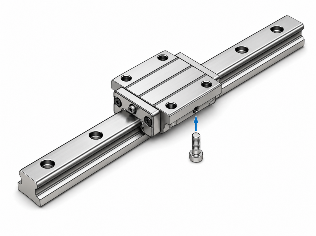 [THK] — SR-M1-TB/SB High Temperature LM Guide Block (Through-hole Flange, Stainless, 150°C)