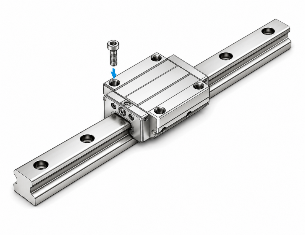 [THK] — HSR-M2 High Corrosion Resistance LM Guide Block (Full Stainless, Flange Tapped)