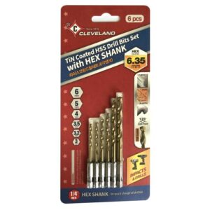 [CLEVELAND] — 6PSet HSS Coated Drill Set (Hex Shank)