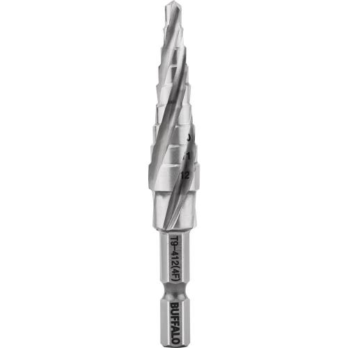 [Seshin Buffalo] — 121-4460 T5-412 Step Drill 4-Flute Step Drill - Twist Type (Hex Shank)