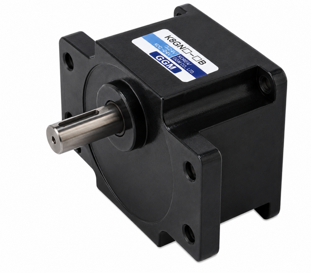 [GGM] — K9P□BF Gearhead for □90 60–200W Geared Motors (□90mm, 1/3–1/200, 130mm Output Flange, Cap 20 N·m, ø15 Keyed Shaft)